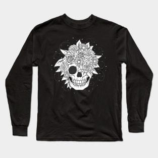 Halloween Skeleton Skull Rose Long Sleeve T-Shirt